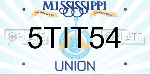 5TIT54 Mississippi License Plate