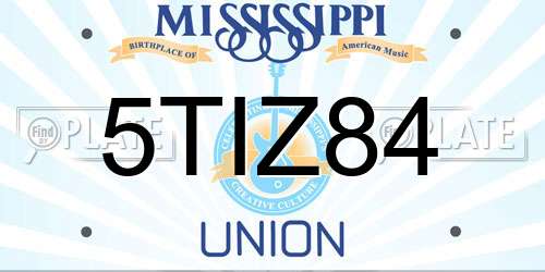 5TIZ84 Mississippi License Plate