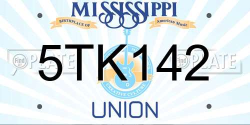 5TK142 Mississippi License Plate