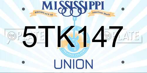 5TK147 Mississippi License Plate