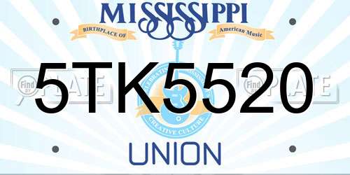 5TK5520 Mississippi License Plate
