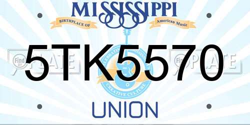5TK5570 Mississippi License Plate