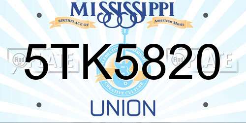 5TK5820 Mississippi License Plate
