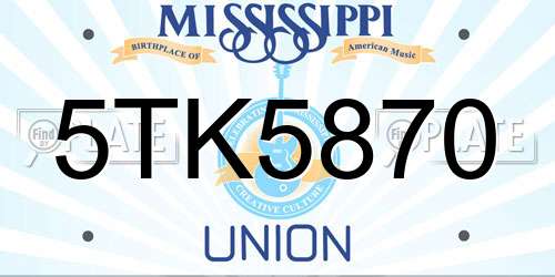 5TK5870 Mississippi License Plate