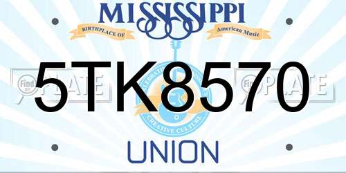 5TK8570 Mississippi License Plate