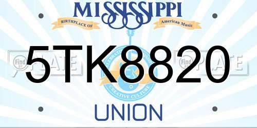 5TK8820 Mississippi License Plate