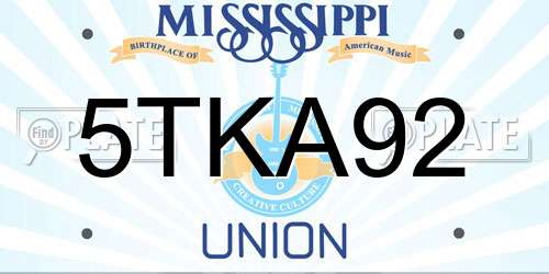 5TKA92 Mississippi License Plate