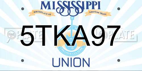 5TKA97 Mississippi License Plate
