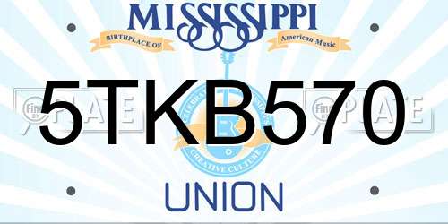5TKB570 Mississippi License Plate