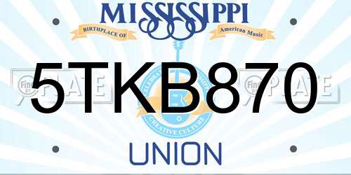 5TKB870 Mississippi License Plate