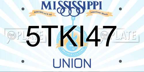 5TKI47 Mississippi License Plate