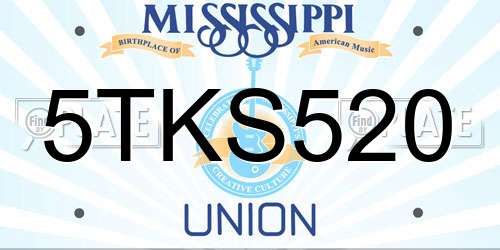 5TKS520 Mississippi License Plate