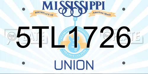 5TL1726 Mississippi License Plate