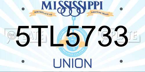 5TL5733 Mississippi License Plate