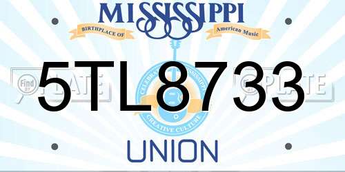 5TL8733 Mississippi License Plate