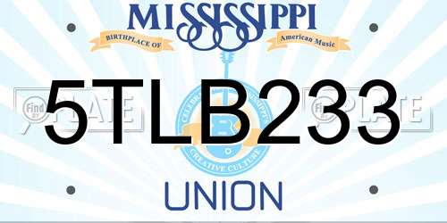 5TLB233 Mississippi License Plate
