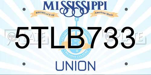 5TLB733 Mississippi License Plate