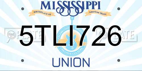 5TLI726 Mississippi License Plate