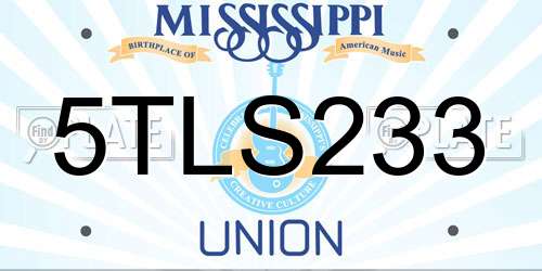 5TLS233 Mississippi License Plate