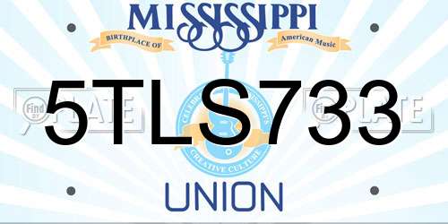 5TLS733 Mississippi License Plate