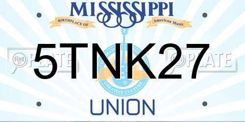 5TNK27 Mississippi License Plate