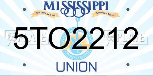 5TO2212 Mississippi License Plate