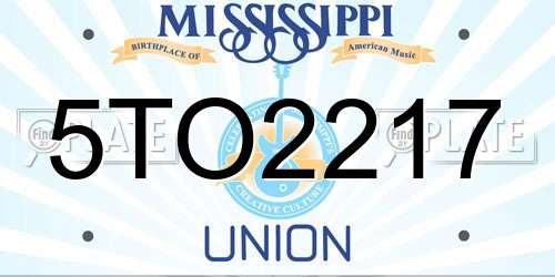 5TO2217 Mississippi License Plate