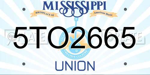 5TO2665 Mississippi License Plate