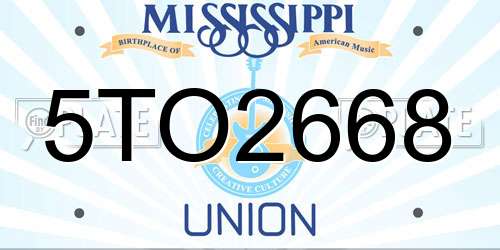 5TO2668 Mississippi License Plate
