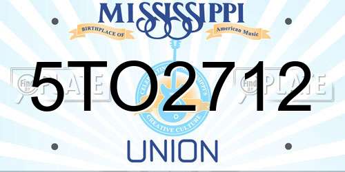 5TO2712 Mississippi License Plate