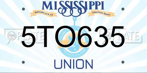 5TO635 Mississippi License Plate