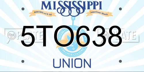 5TO638 Mississippi License Plate