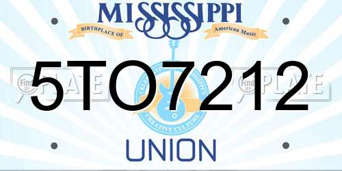 5TO7212 Mississippi License Plate