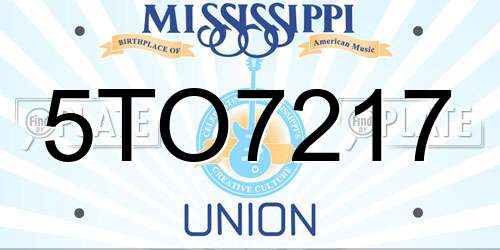 5TO7217 Mississippi License Plate