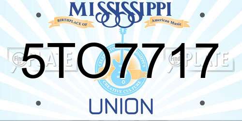 5TO7717 Mississippi License Plate