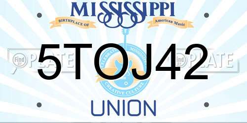5TOJ42 Mississippi License Plate