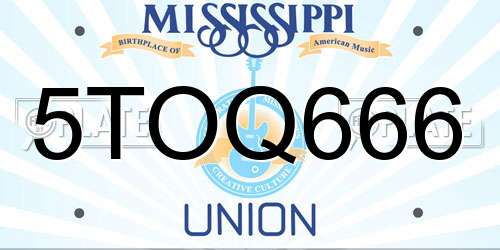 5TOQ666 Mississippi License Plate