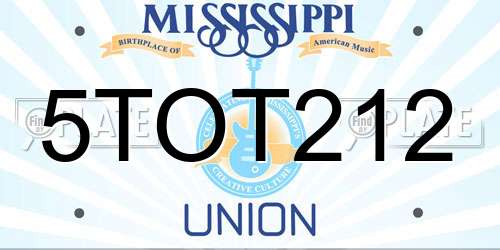 5TOT212 Mississippi License Plate