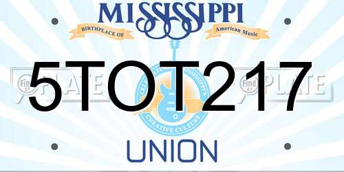 5TOT217 Mississippi License Plate