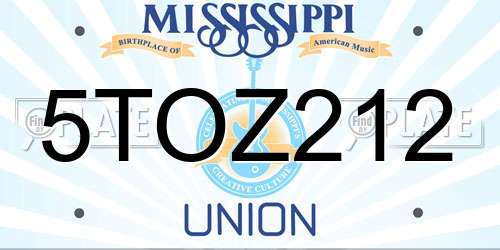 5TOZ212 Mississippi License Plate