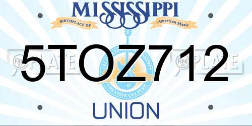 5TOZ712 Mississippi License Plate