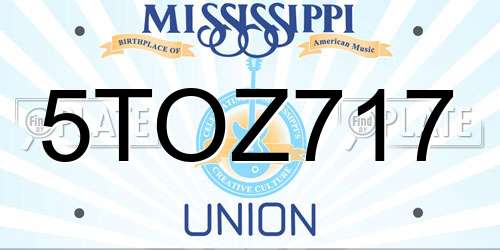 5TOZ717 Mississippi License Plate