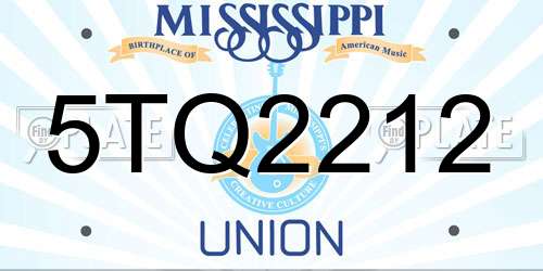 5TQ2212 Mississippi License Plate