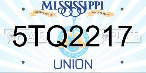 5TQ2217 Mississippi License Plate