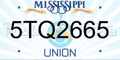 5TQ2665 Mississippi License Plate