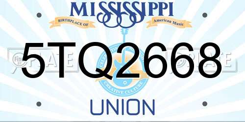 5TQ2668 Mississippi License Plate