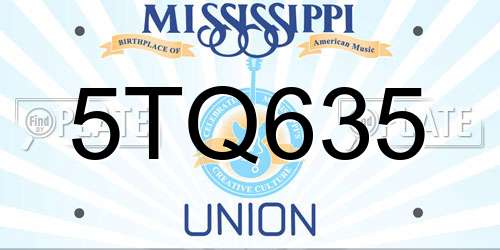 5TQ635 Mississippi License Plate