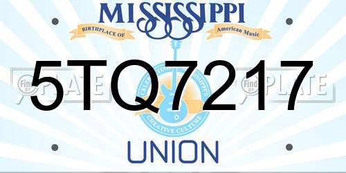 5TQ7217 Mississippi License Plate