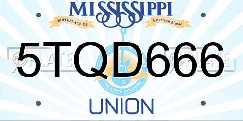 5TQD666 Mississippi License Plate