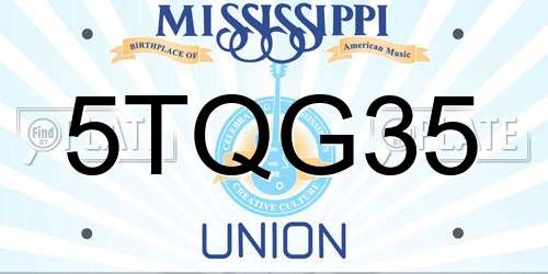 5TQG35 Mississippi License Plate
